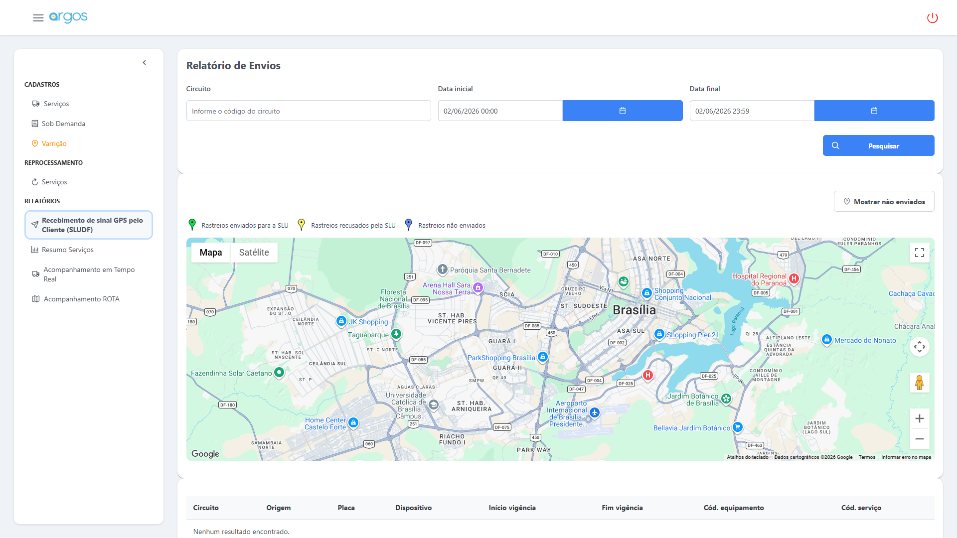 Integração SLU — sinal GPS
